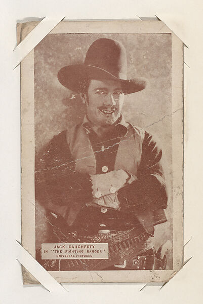 Jack Daugherty in "The Fighting Ranger" from Western Stars or Scenes Exhibit Cards series (W412), Commercial color photolithograph 