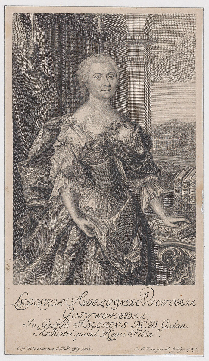 Portrait of Luise Gottsched, Johann Martin Bernigeroth (German, Leipzig 1713–1767 Leipzig), Engraving 