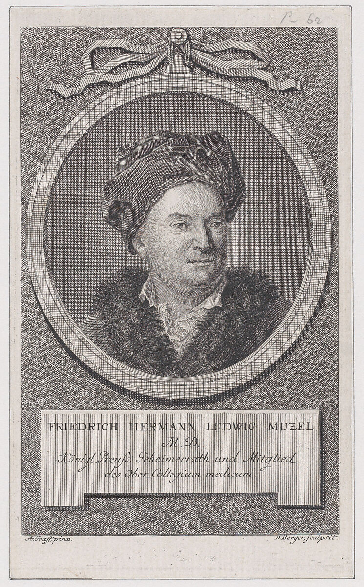 Portrait of Friedrich Ludwig Hermann Muzel, Daniel Berger (German, 1744–1824), Engraving 