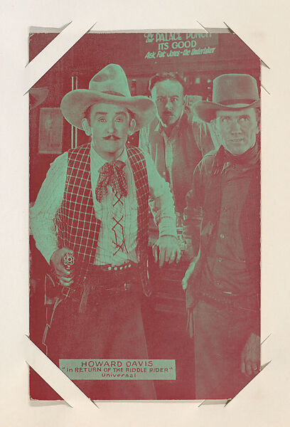Howard Davis in "Return of the Riddle Rider" from Western Stars or Scenes Exhibit Cards series (W412), Commercial color photolithograph 