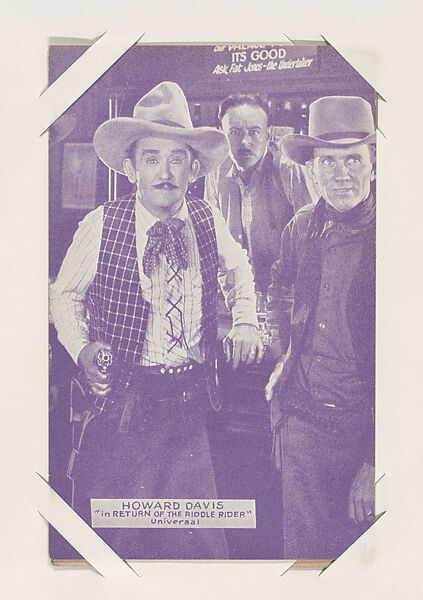 Howard Davis in "Return of the Riddle Rider" from Western Stars or Scenes Exhibit Cards series (W412), Commercial color photolithograph 