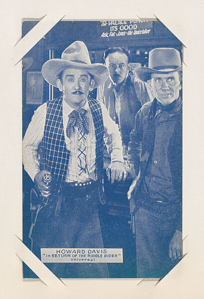 Howard Davis in "Return of the Riddle Rider" from Western Stars or Scenes Exhibit Cards series (W412), Commercial color photolithograph 