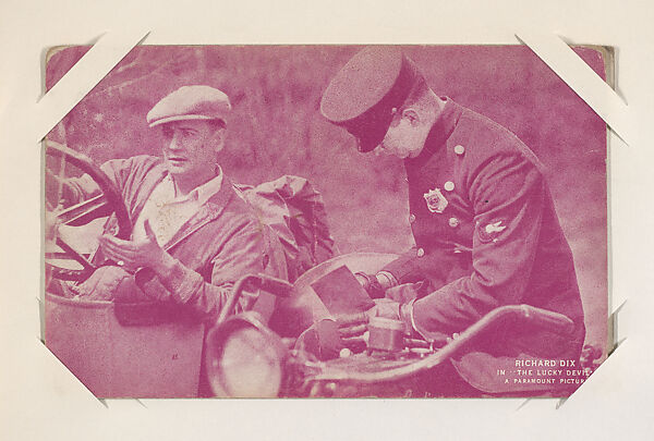 Richard Dix in "The Lucky Devil" from Scenes from Movies Exhibit Cards series (W404), Commercial color photolithograph 