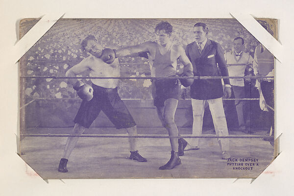 Jack Dempsey putting over a knockout from Boxers Exhibits series (W467), Photolithograph 