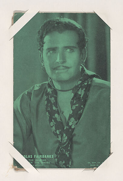 Douglas Fairbanks as The Gaucho in Over the Andes from Scenes from Movies Exhibit Cards series (W404), Exhibit Supply Company, Commercial color photolithograph 