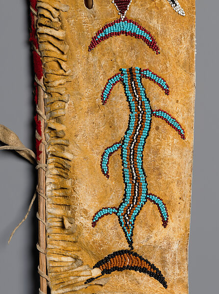 Quiver and arrows, Quiver: tanned leather, glass beads, and pigment
arrows: cane, wood, pitch, stone, sinew, and feathers, Apache, Native American