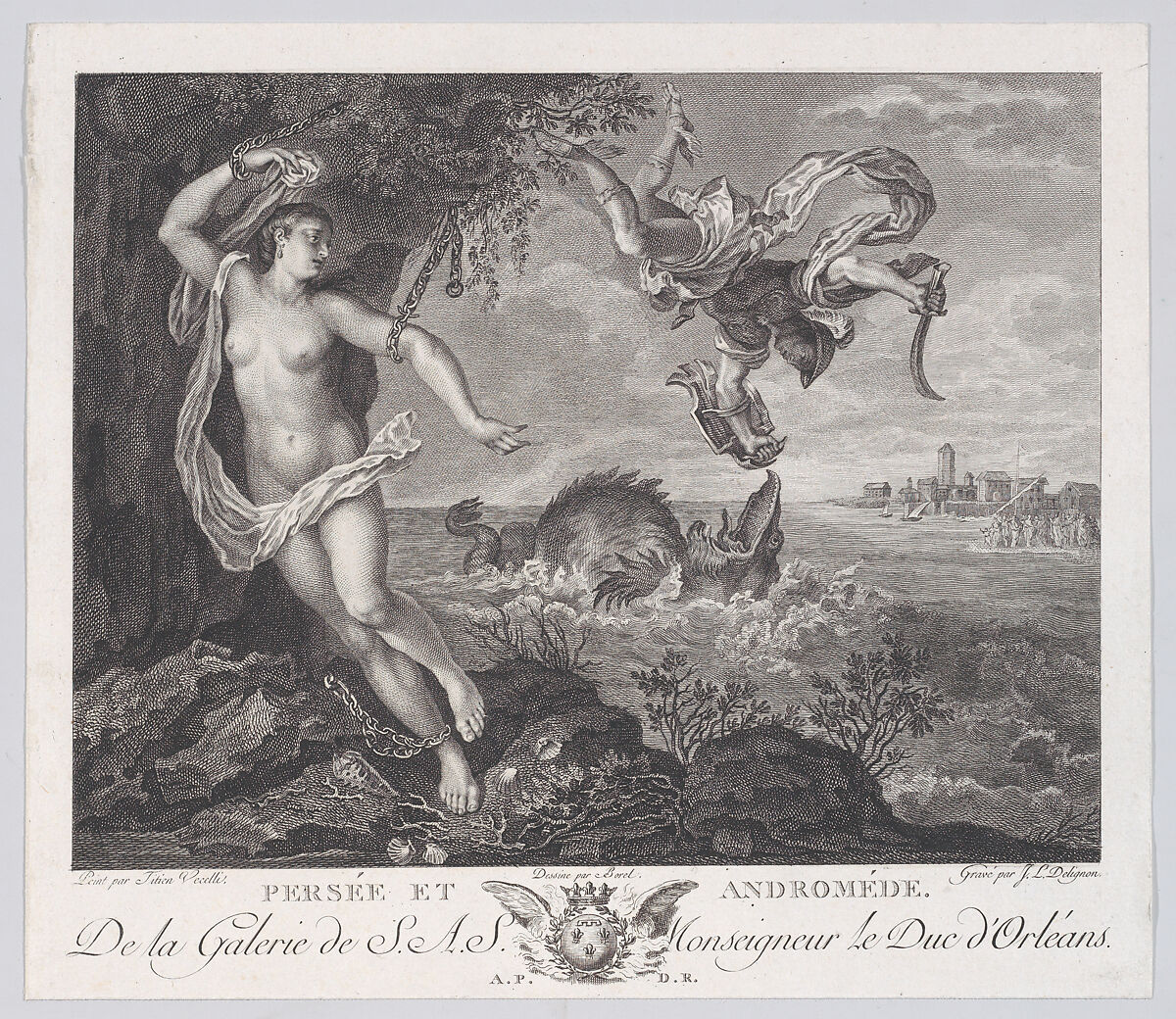 Perseus and Andromeda, Jean-Louis Delignon (French, Paris 1755–ca. 1804), Engraving