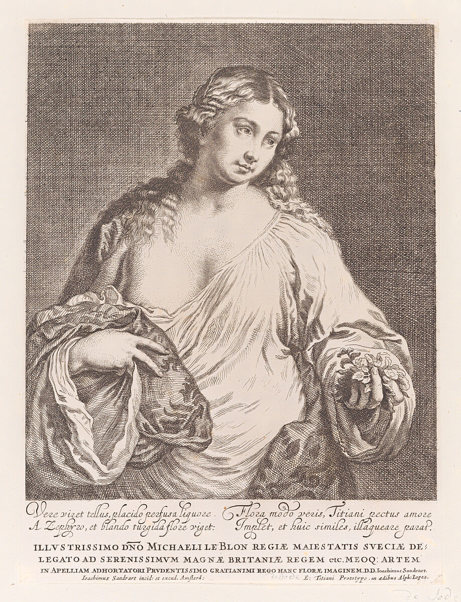 Flora, Joachim von Sandrart (German, Frankfurt 1606–1688 Nuremberg), Etching; second state of two 