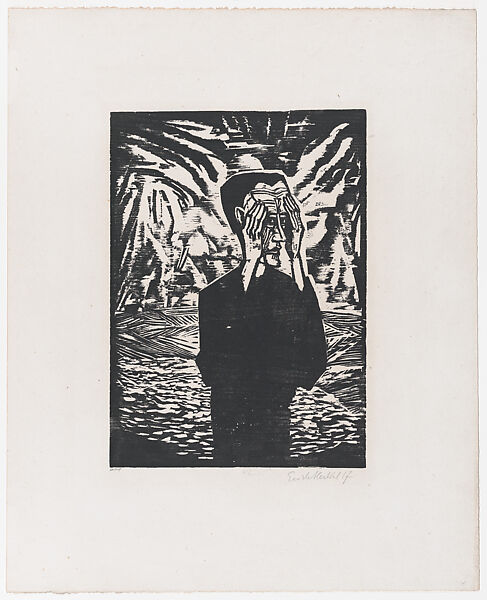 Man on a Plain, Erich Heckel (German, Döbeln 1883–1970 Radolfzell), Woodcut 