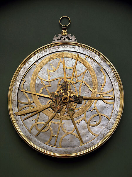 Western Astrolabe, Tobias Volckmer (1550–1600), Brass (silvered, gilded, cold painted), enamel, German, Salzburg 