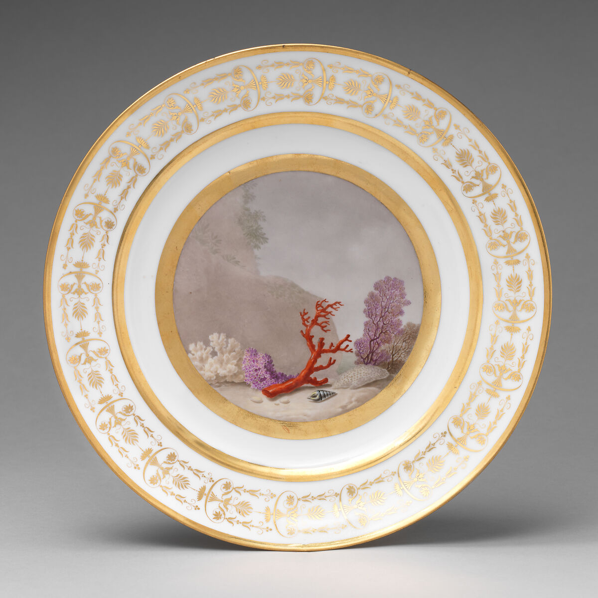 Plate with marine subject, Dihl et Guérhard (French, 1781–ca. 1824), Porcelain, French, Paris 
