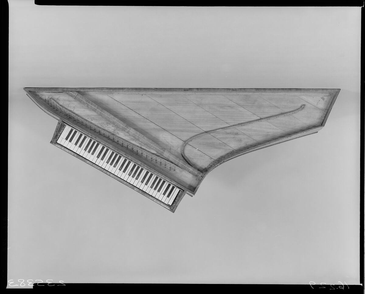 Bentside spinet, John Harris (active ca. 1730–69), Mahogany, mahogany veneer, white oak,
birch, maple, cherry, white cedar, white pine, American