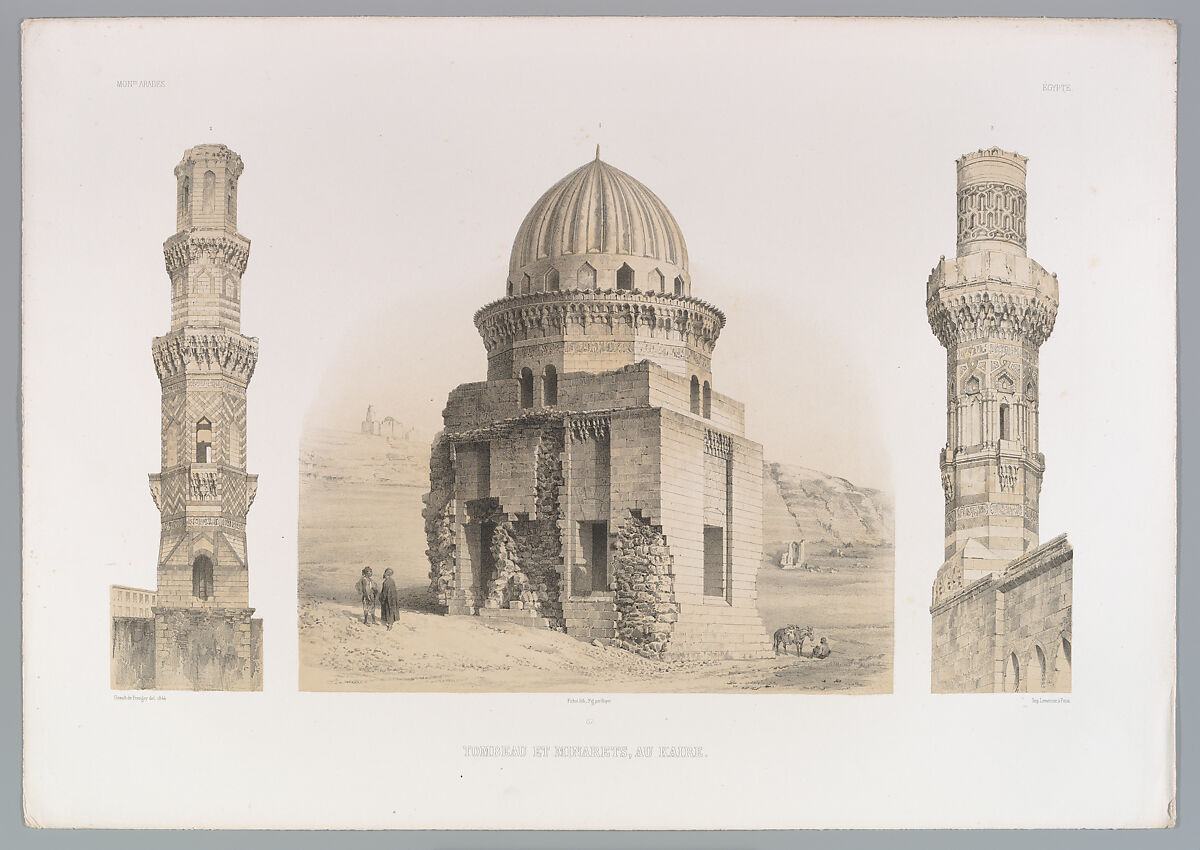 87. Tombeaux et Minarets, au Kaire, Joseph-Philibert Girault de Prangey (French, 1804–1892), Lithograph 