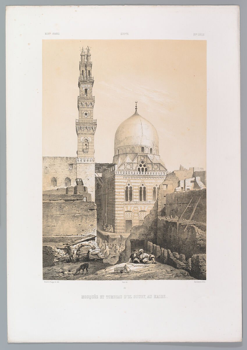 80. Mosquée et Tombeau d’el Ghoûry, au Kaire, Joseph-Philibert Girault de Prangey (French, 1804–1892), Lithograph 