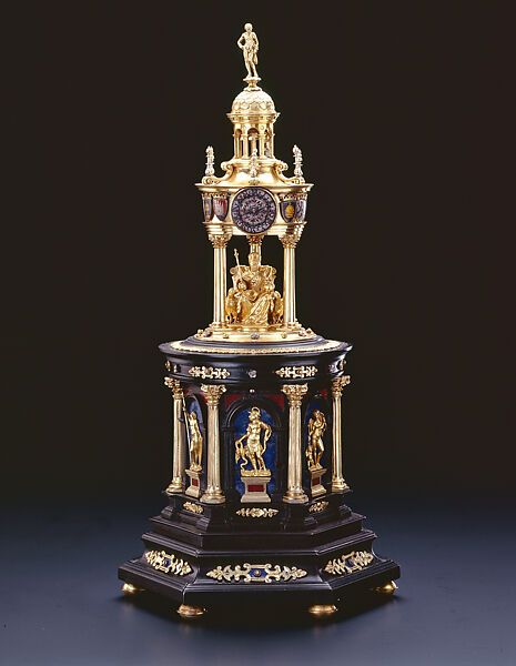 The Emperor's Monument Clock, Attributed to the workshop of Wenzel Jamnitzer (German, Vienna 1507/8–1585 Nuremberg), Metal (gilded), silver (gilded, enameled), ironwork, ebony,
inlays of jasper and lapis lazuli, German, Nuremberg and Augsburg(?) 