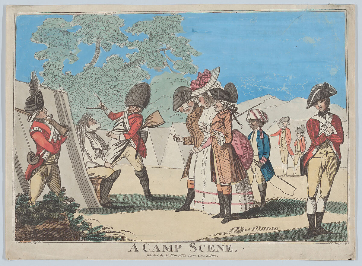 A Camp Scene, William Paulet Carey (Irish, Dublin 1759–1839 Birmingham), Hand-colored etching 