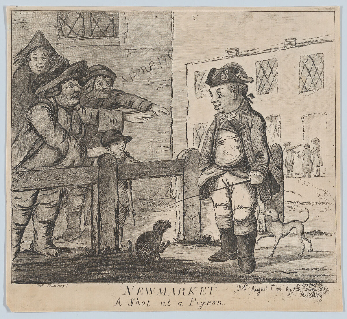 Newmarket: A Shot at a Pigeon, James Bretherton (British, active 1750–99), Etching 