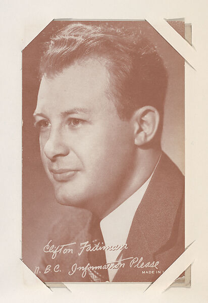 Clifton Fadiman from TV and Radio Stars Exhibit Cards series (W409), Commercial color photolithograph 