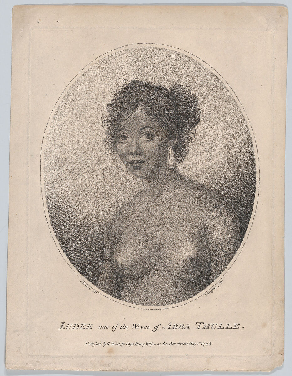 Ludee, One of the Wives of Abba Thulle, Henry Kingsbury (British, active ca. 1775–98), Stipple engraving and etching 