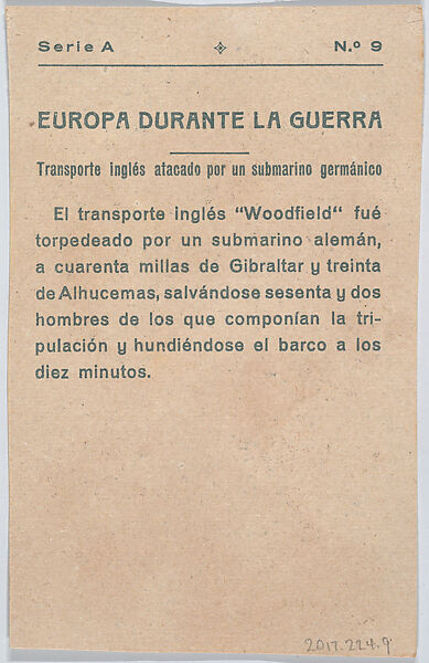 English vessel attacked by a German submarine, from "Europe During the War", Anonymous, 20th century, Commercial color lithograph