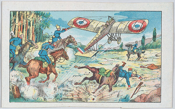 Heroism of a French monoplane, from "Europe During the War", Anonymous, 20th century, Commercial color lithograph 