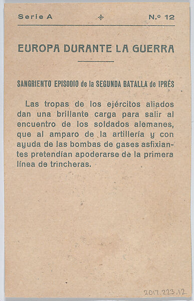 Bloody episode from the second Battle of Ypres, from "Europe During the War", Anonymous, 20th century, Commercial color lithograph