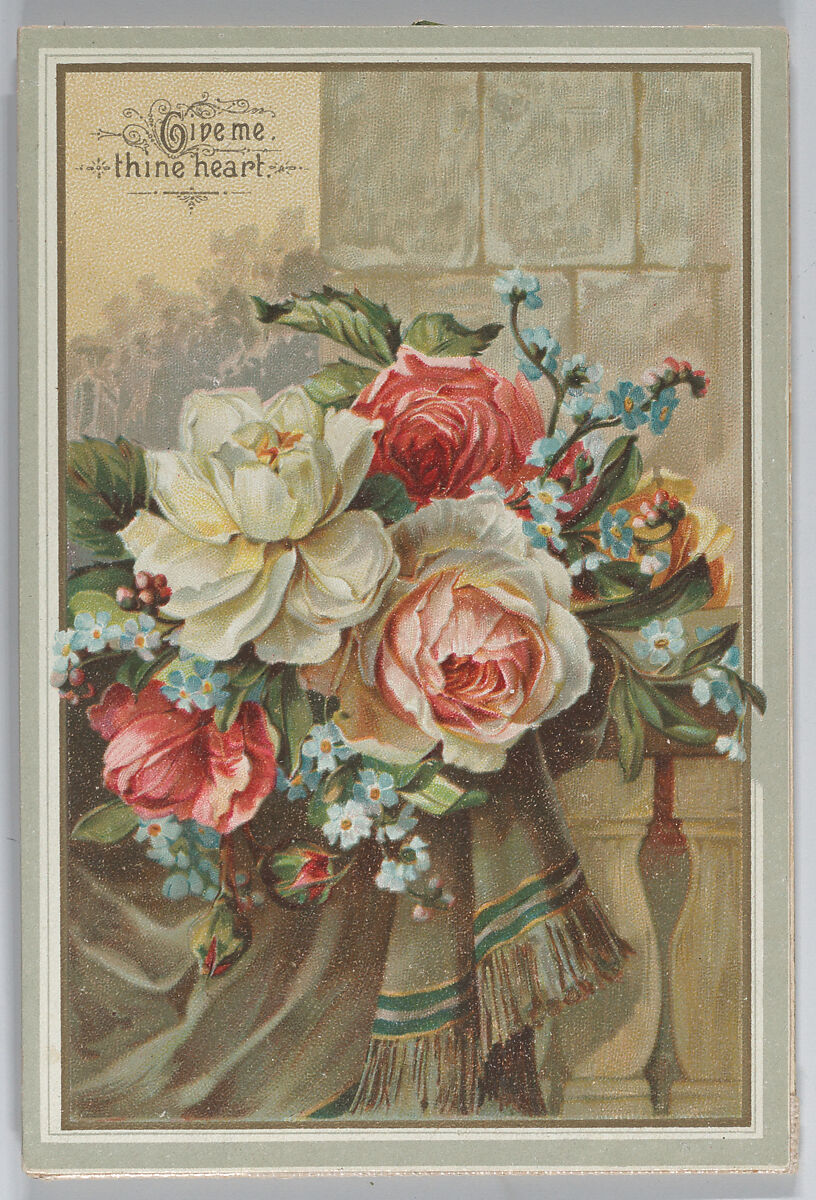 Valentine - mechanical bouquet, Anonymous, American, 19th century, Heavy card-stock, die cut card stock, chromolithography 