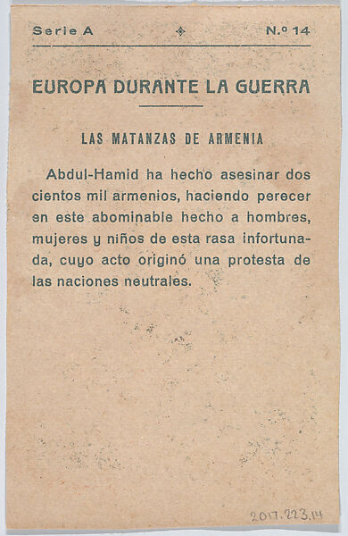 The Hamidian Massacres, from "Europe During the War", Anonymous, 20th century, Commercial color lithograph