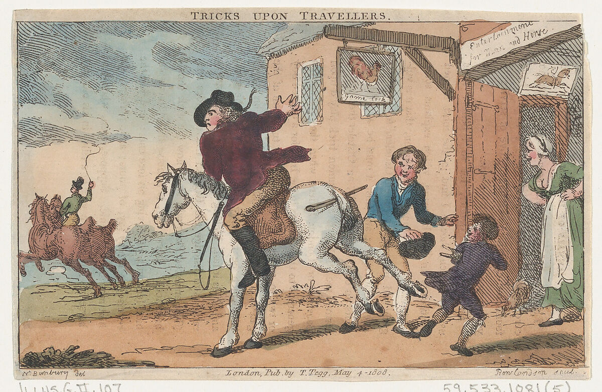 An Academy for Grown Horsemen and The Annals of Horsemanship, Thomas Rowlandson (British, London 1757–1827 London), Hand-colored etching