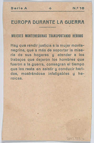 Montenegrin women transporting the injured, from "Europe During the War", Anonymous, 20th century, Commercial color lithograph