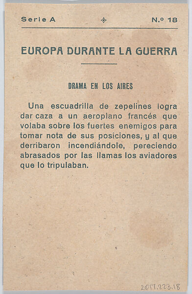 Drama in the air, from "Europe During the War", Anonymous, 20th century, Commercial color lithograph