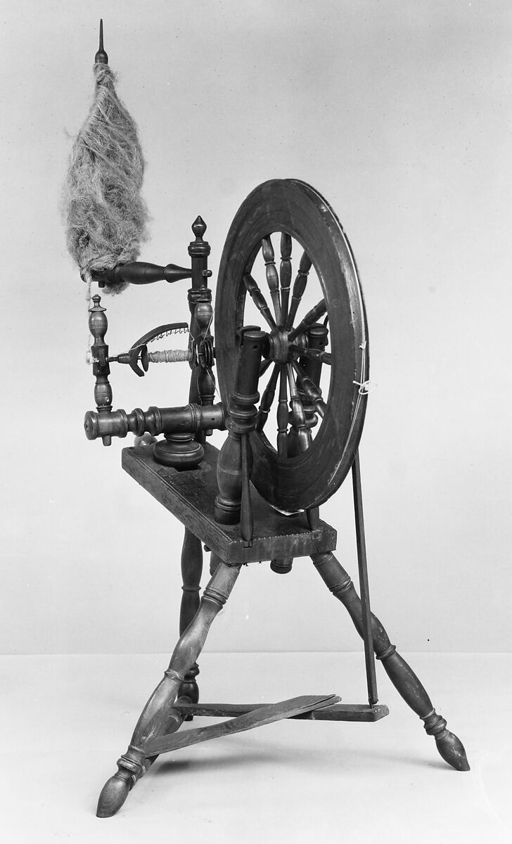 Spinning Wheel, Wood; Maple, oak 