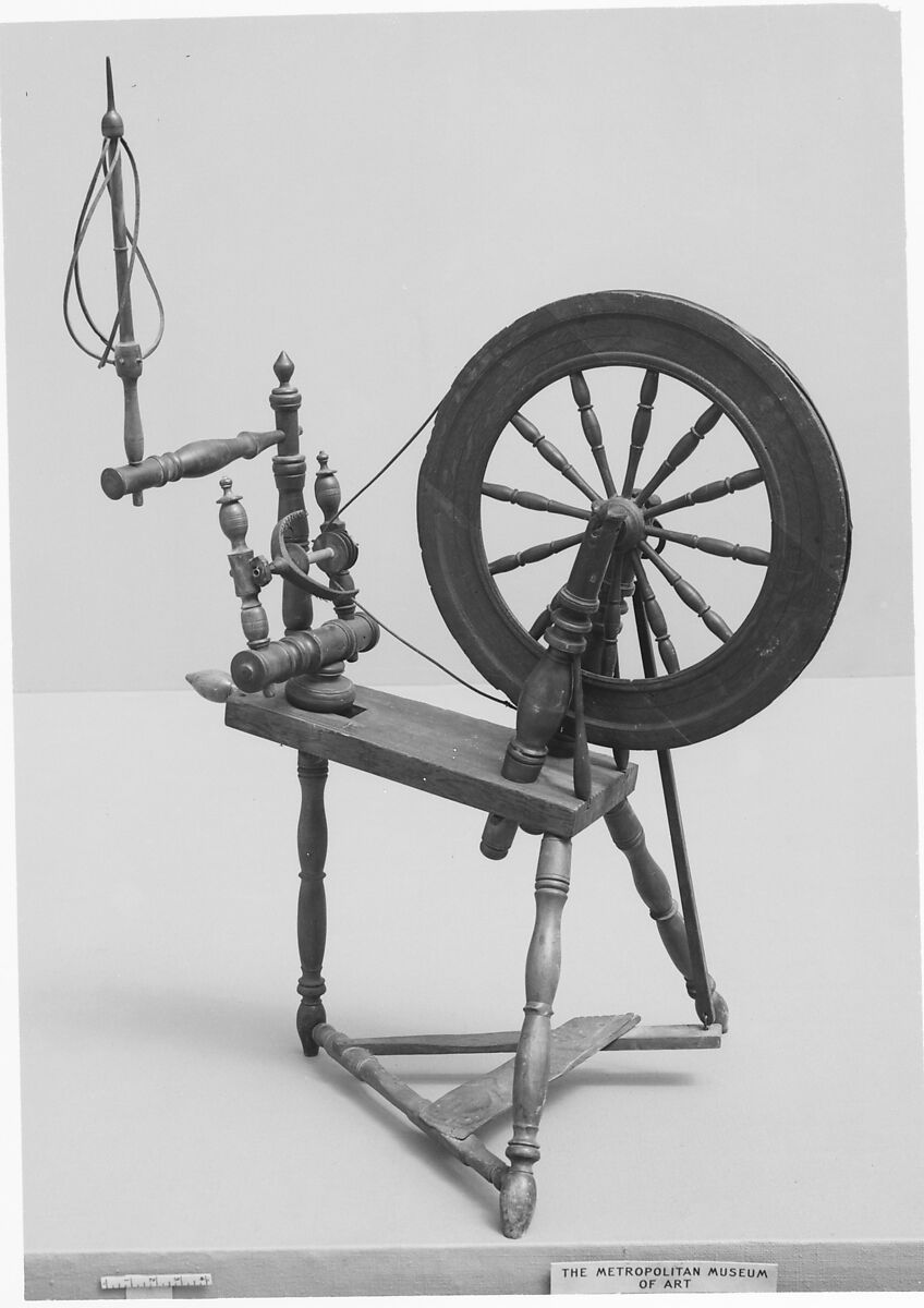 Spinning Wheel, Wood; Maple, oak