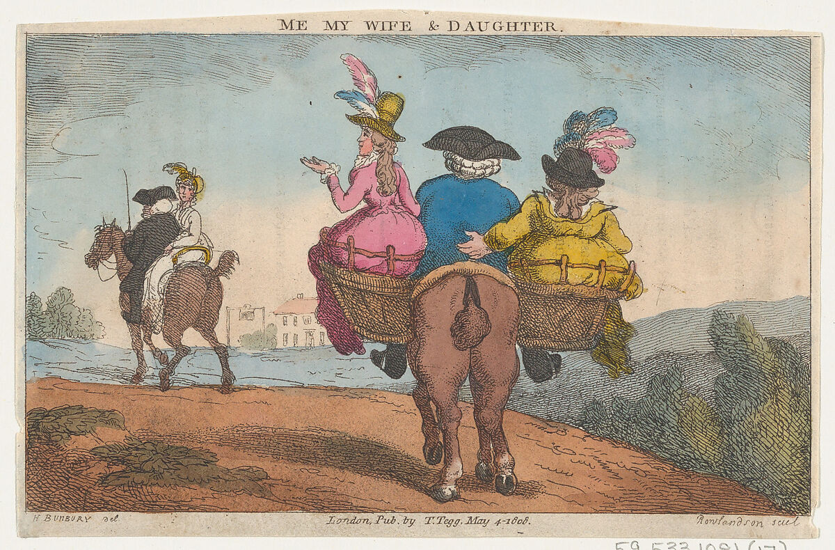 Me, My Wife & Daughter, Thomas Rowlandson (British, London 1757–1827 London), Hand-colored etching 