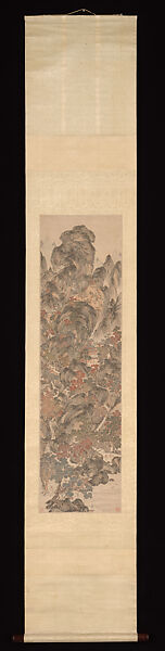 Landscape in the manner of Wang Meng, Unidentified artist (Chinese, late 16th century), Hanging scroll; ink and color on paper, China