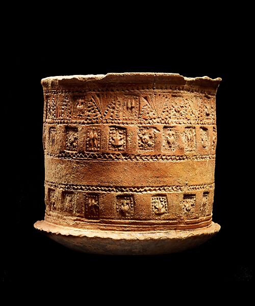 Funerary Urn with Buddhist Auspicious Emblems, Terracotta, Central Myanmar 