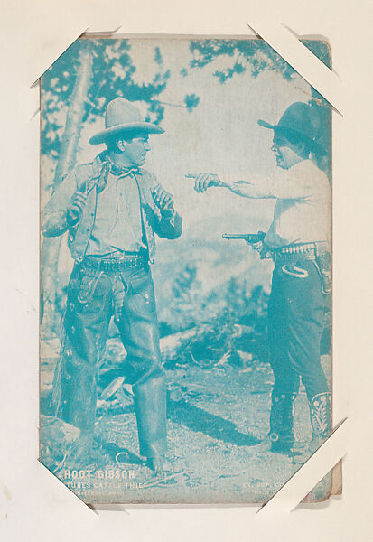 Hoot Gibson captures cattle thief from Western Stars or Scenes Exhibit Cards series (W412), Exhibit Supply Company, Commercial color photolithograph 
