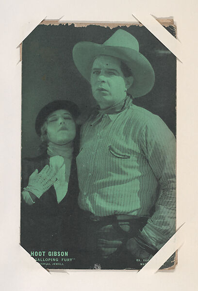 Hoot Gibson in "Galloping Fury" from Western Stars or Scenes Exhibit Cards series (W412), Exhibit Supply Company, Commercial color photolithograph 