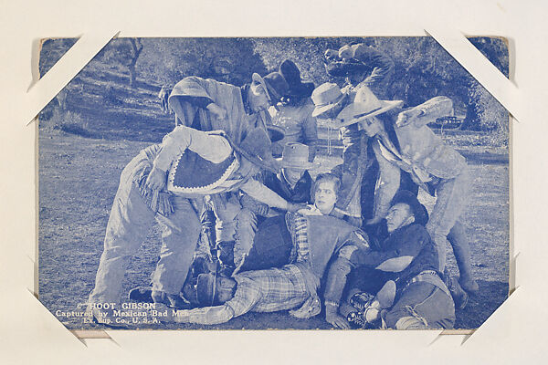 Hoot Gibson Captured by Mexican Bad Men from Western Stars or Scenes Exhibit Cards series (W412), Exhibit Supply Company, Commercial color photolithograph 