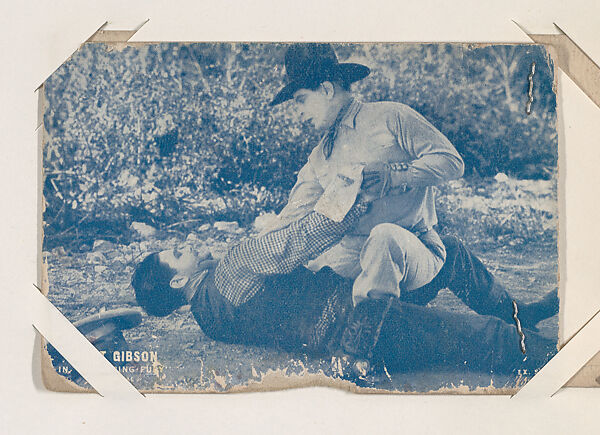 Hoot Gibson in "Galloping Fury" from Western Stars or Scenes Exhibit Cards series (W412), Exhibit Supply Company, Commercial color photolithograph 