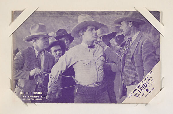 Hoot Gibson in "The Rawhide Kid" from Western Stars or Scenes Exhibit Cards series (W412), Exhibit Supply Company, Commercial color photolithograph 