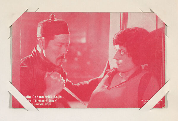 Jacquelin Gadson with Sojin in "The Thirteenth Hour" from Scenes from Movies Exhibit Cards series (W404), Exhibit Supply Company, Commercial color photolithograph 