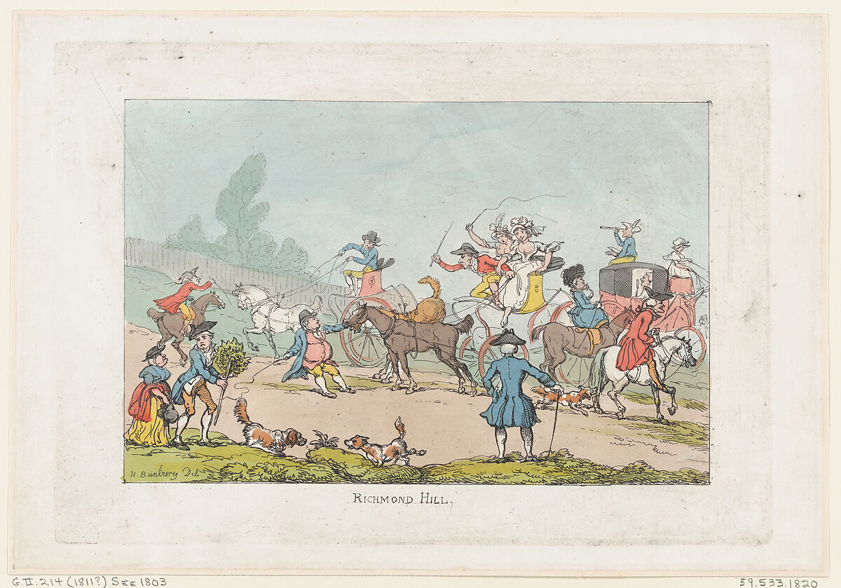 Richmond Hill, Thomas Rowlandson (British, London 1757–1827 London), Hand-colored etching 
