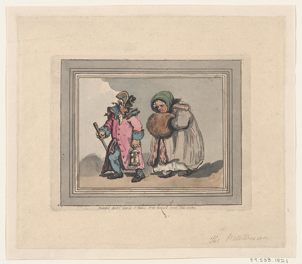 A Return from a Visit, Thomas Rowlandson (British, London 1757–1827 London), Hand-colored etching 