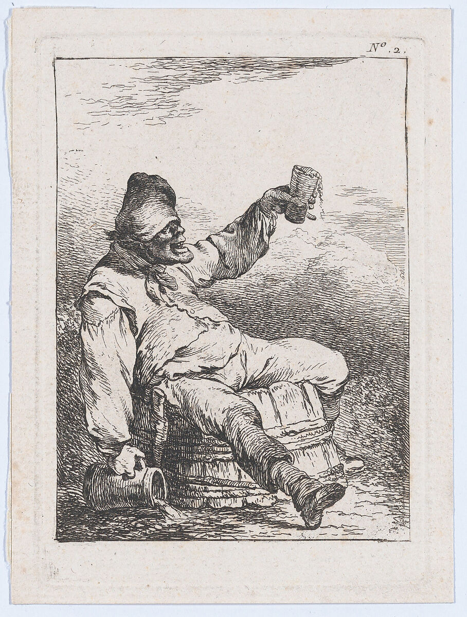 Drunkard Lifting a Beer, Philippe Jacques de Loutherbourg (French, Strasbourg 1740–1812 London), Etching 