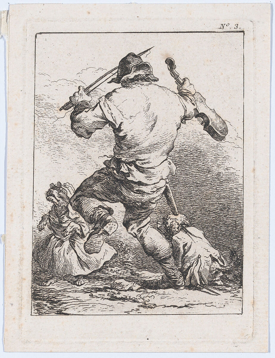Dancing Man, Holding a Violin, Seen from Behind, Philippe Jacques de Loutherbourg (French, Strasbourg 1740–1812 London), Etching 