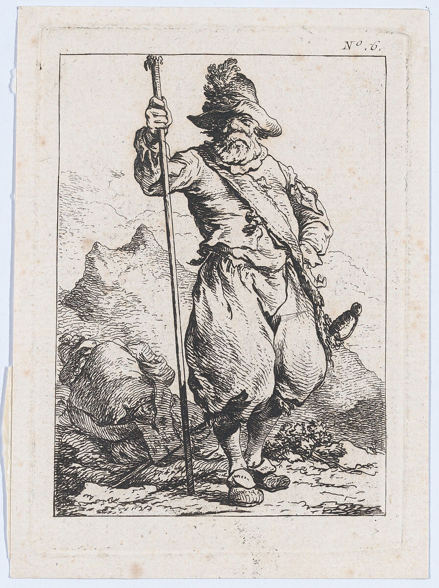 Standing Man Holding a Lance, Philippe Jacques de Loutherbourg (French, Strasbourg 1740–1812 London), Etching 