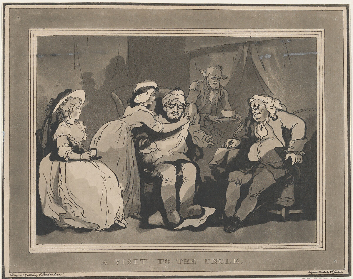A Visit to the Uncle, Thomas Rowlandson (British, London 1757–1827 London), Etching and aquatint 