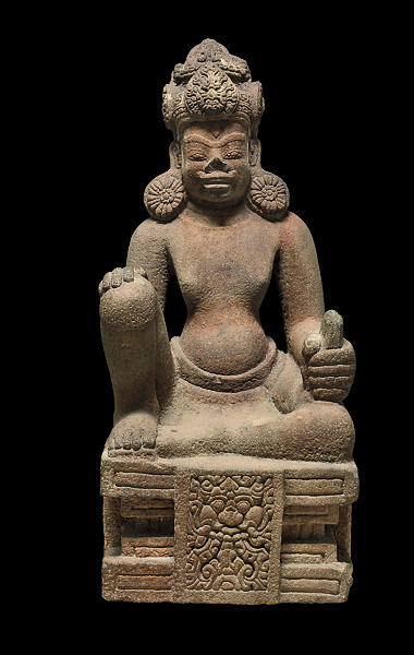 Enthroned Planetary Deity, Sandstone, Central Vietnam 