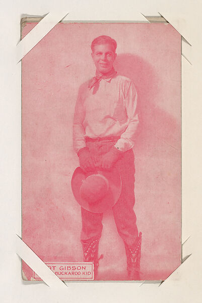 Hoot Gibson in "The Buckaroo Kid" from Western Stars or Scenes Exhibit Cards series (W412), Commercial color photolithograph 